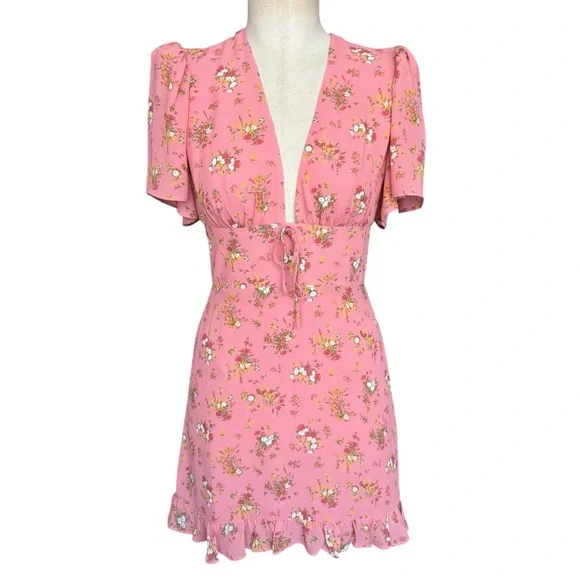 New Reformation Mya Mini Dress in Rosato Pink - Picture 5 of 12
